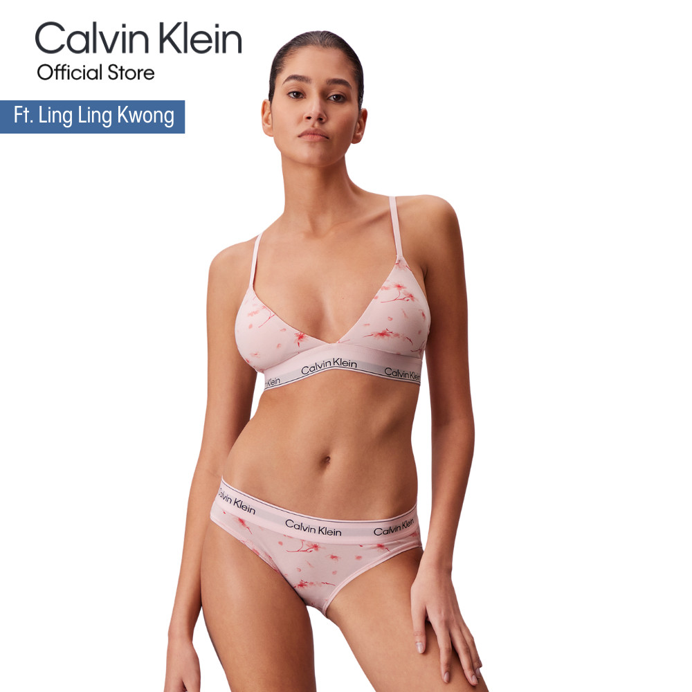 CALVIN KLEIN เสื้อชั้นในผู้หญิงแบบตะขอหลัง Icon Cotton Modal Triangle รุ่น QF8498AD 3Z0-สีพีช