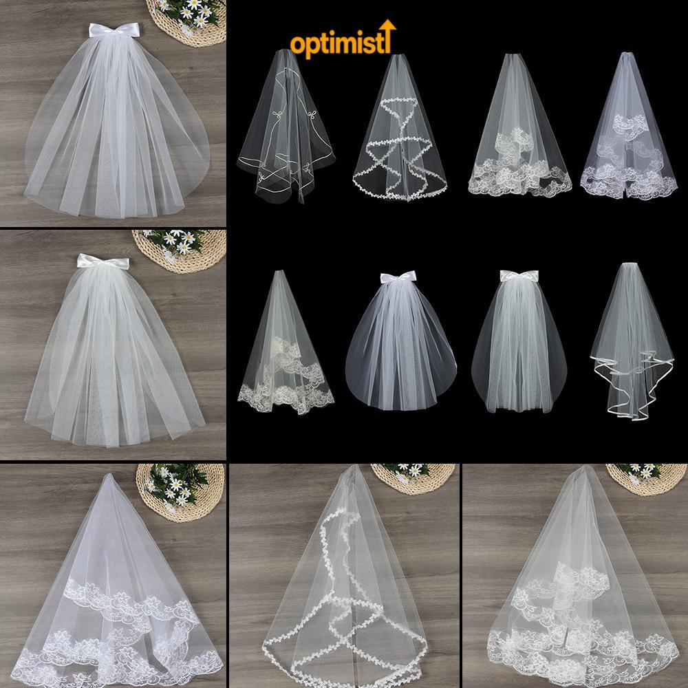 OPTIM Wedding Veil Photo Veil Ivory Two Layer Womens Tulle