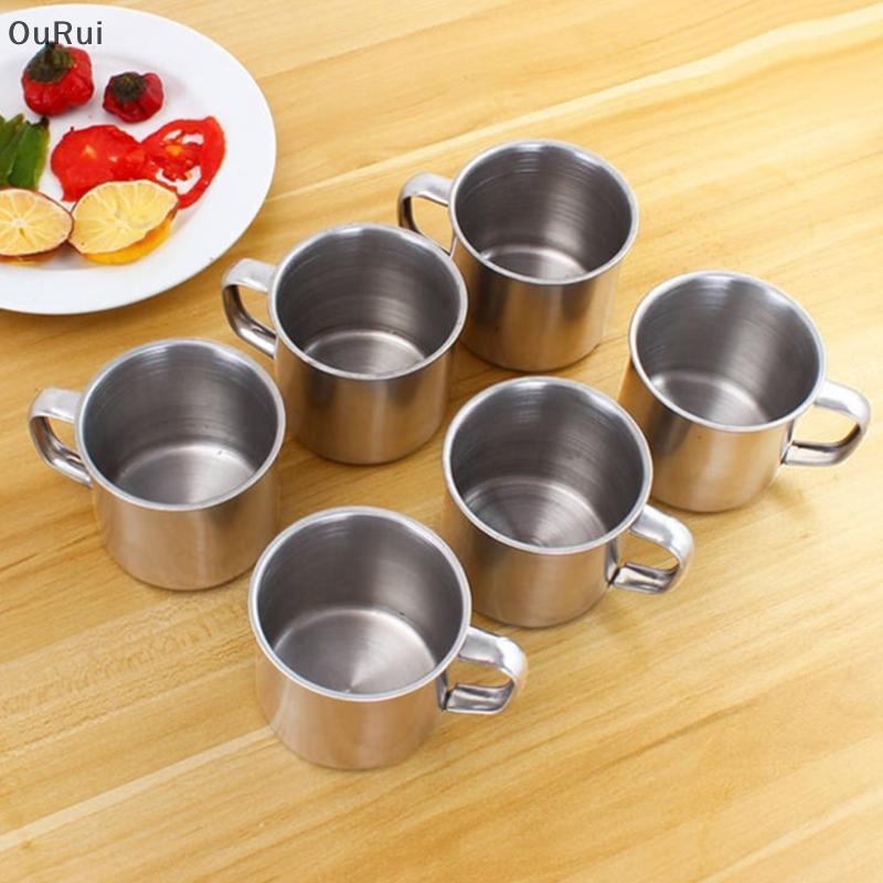 [B&C] 6 ชิ้น Outdoor Camping Hiking Tea Mug ถ้วยถ้วยกาแฟสแตนเลส {th}