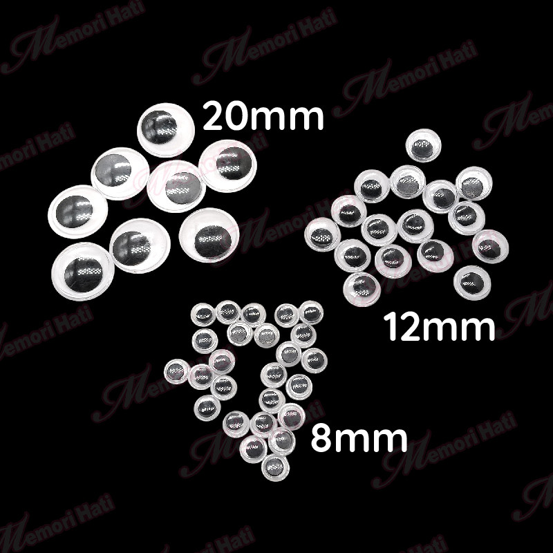 Wiggle Wiggly Eyes/Biji Mata/Size 8mm, 12mm & 20mm