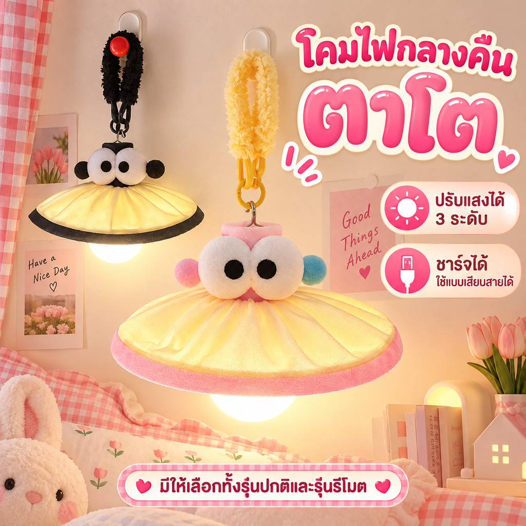 ❤โคมไฟ LED แขวนน่ารักสำหรับห้องนอนหอพักข้างเตียงนอน โคมไฟระย้าตกแต่งบรรยากาศ สามารถควบคุมระยะไกลได้