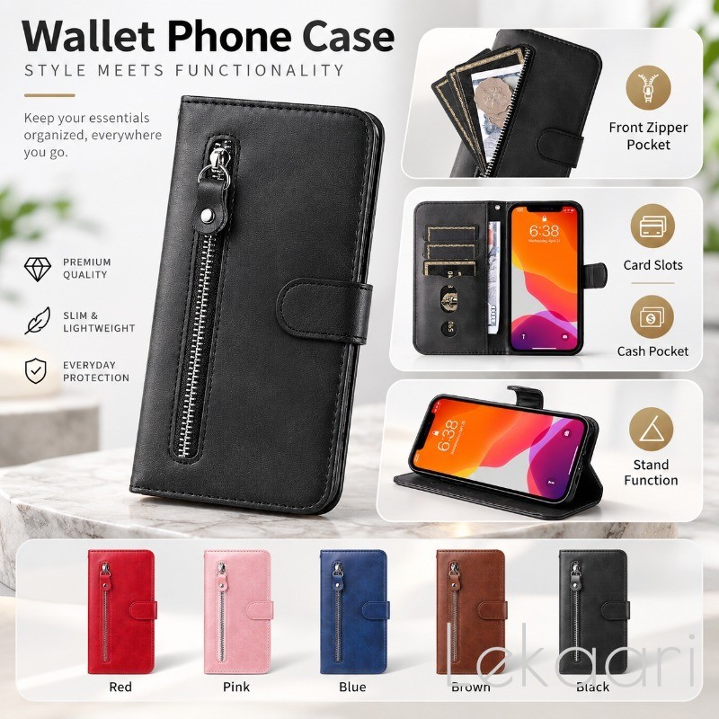 ซิปกระเป๋าสตางค์สําหรับ Motorola Moto G100 G17 G37 G47 G57 G67 G77 G06 G56 G66J G66Y G86 G96 G05 G15