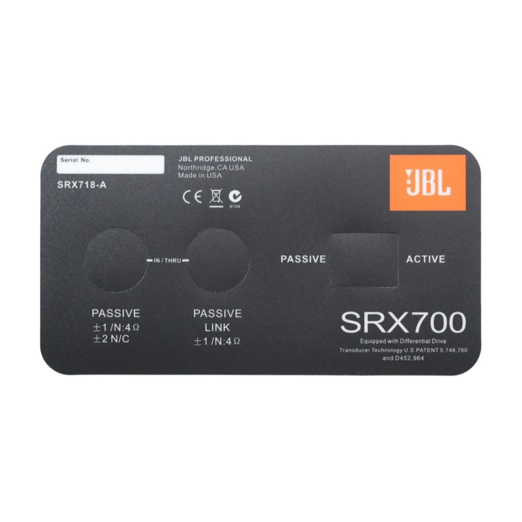 JBL SRX700 SRX718-A สติ๊กเกอร์ pvc โลโก้ป้ายเปลี่ยนชิ้น 166mm(6.5")X87mm(3.43")
