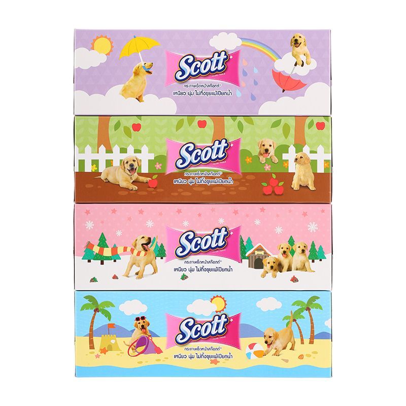 สก็อตต์กระดาษเช็ดหน้า 110แผ่น แพค 4 Scott Facial Tissue 110sheets Pack 4
