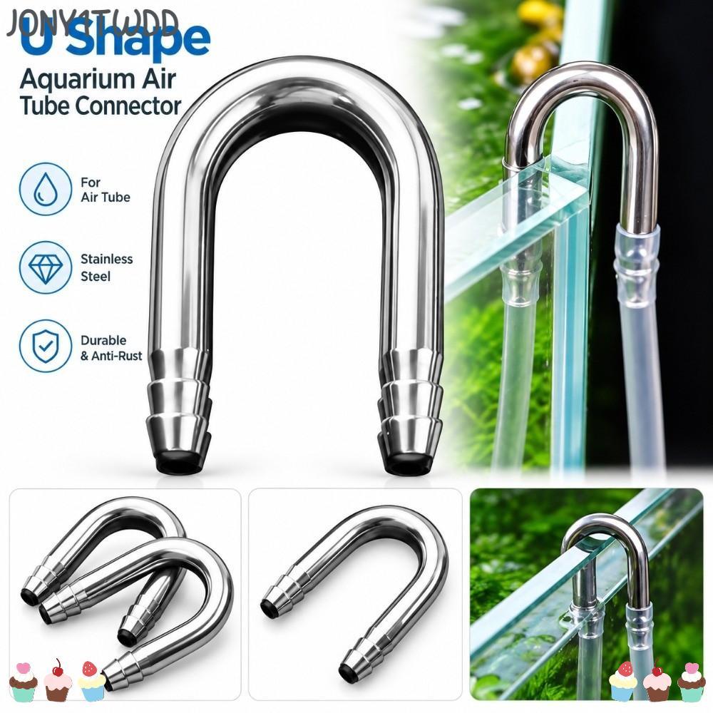 JONY1TWDD Aquarium Airline Connector,4-5 มม.U Shape Air Tube Connector,Diffuserใช้งานร่วมกับสแตนเลสก