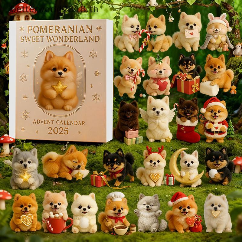 [bet] Pomeranian Sweet Wonderland Advent Calendar 2025,24 Days Of Festive Surprises Dog Jewelry,2D A