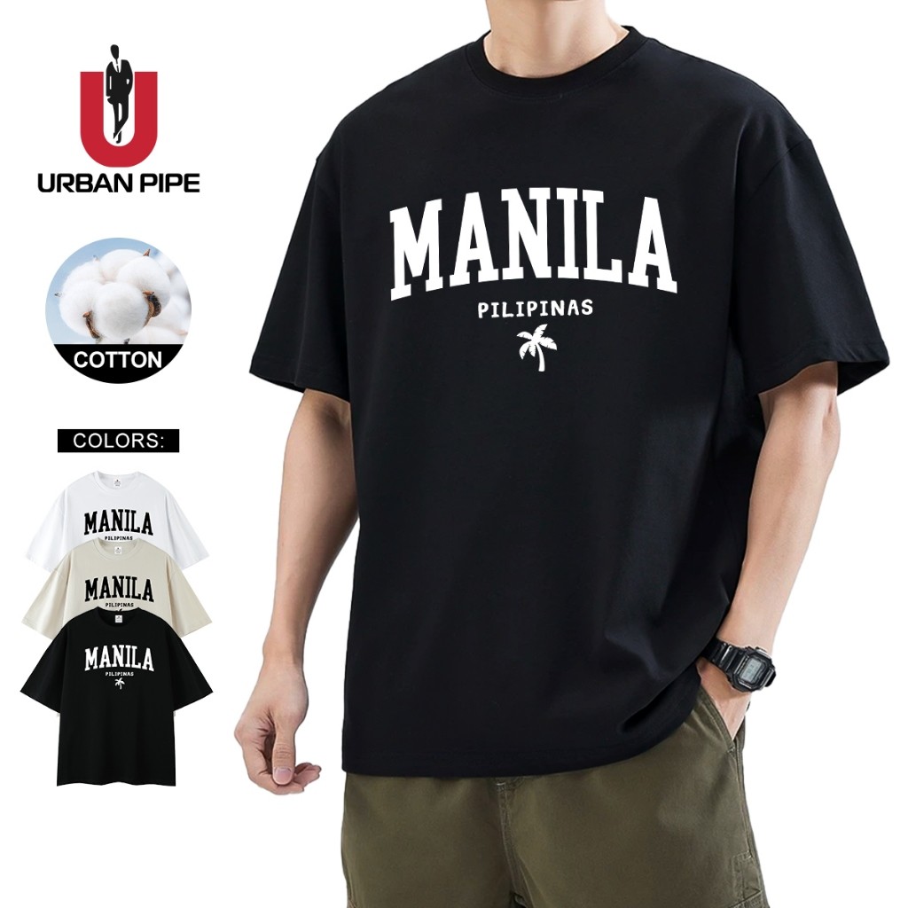 URBAN PIPE PH Manila Printing Tshirt For Men 100% Cotton Fashion Summer Round Neck Shirt YH11