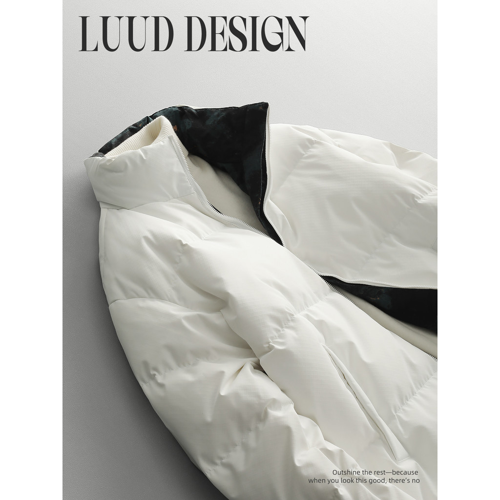 LUUD 90 Duck Down Stand-Up Collar Jacket แฟชั่นผู้ชายอินเทรนด์ Diamond Checkered ฤดูหนาว WARM Down J