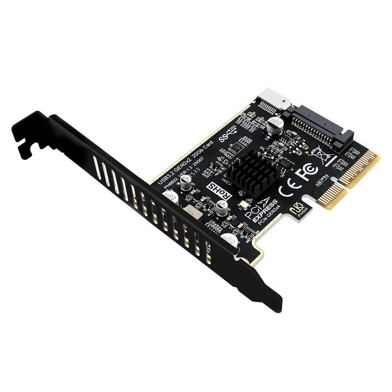 PCIE ถึง Type-E การ์ดขยาย PCI Express X4 ถึง Type E USB 3.2 GEN2 20Gb Riser Board ASM3242 ชิปสําหรับเดสก์ท็อปแผงด้านหน้าประเภท C