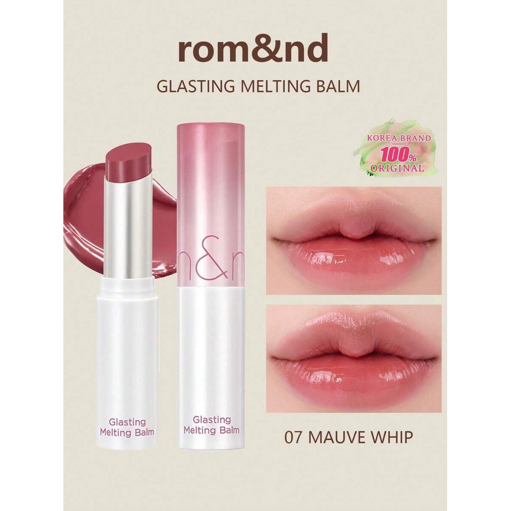 Rom&nd Romand GLASTING MELTING BALM Glasting 07 MAUVE WHIP, Airy Skin-Melt Film, Blurred Iris Glow, 