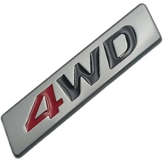 3D Metal Logo 4WD Emblem Car Size Badge Car Trunk Decals 4WD สติกเกอร์อุปกรณ์เสริม (เงินสีแดงสีดํา)