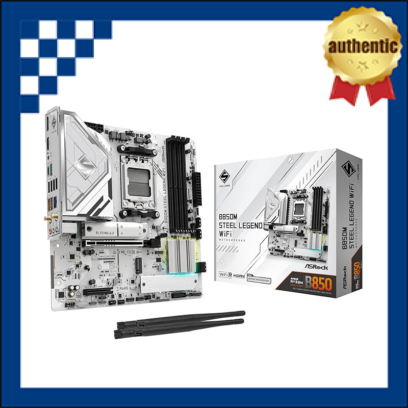 ASRock Motherboard B850M Steel Legend WiFi Compatible with AMD Ryzen 9000 / 8000 / 7000 Series CPUs 