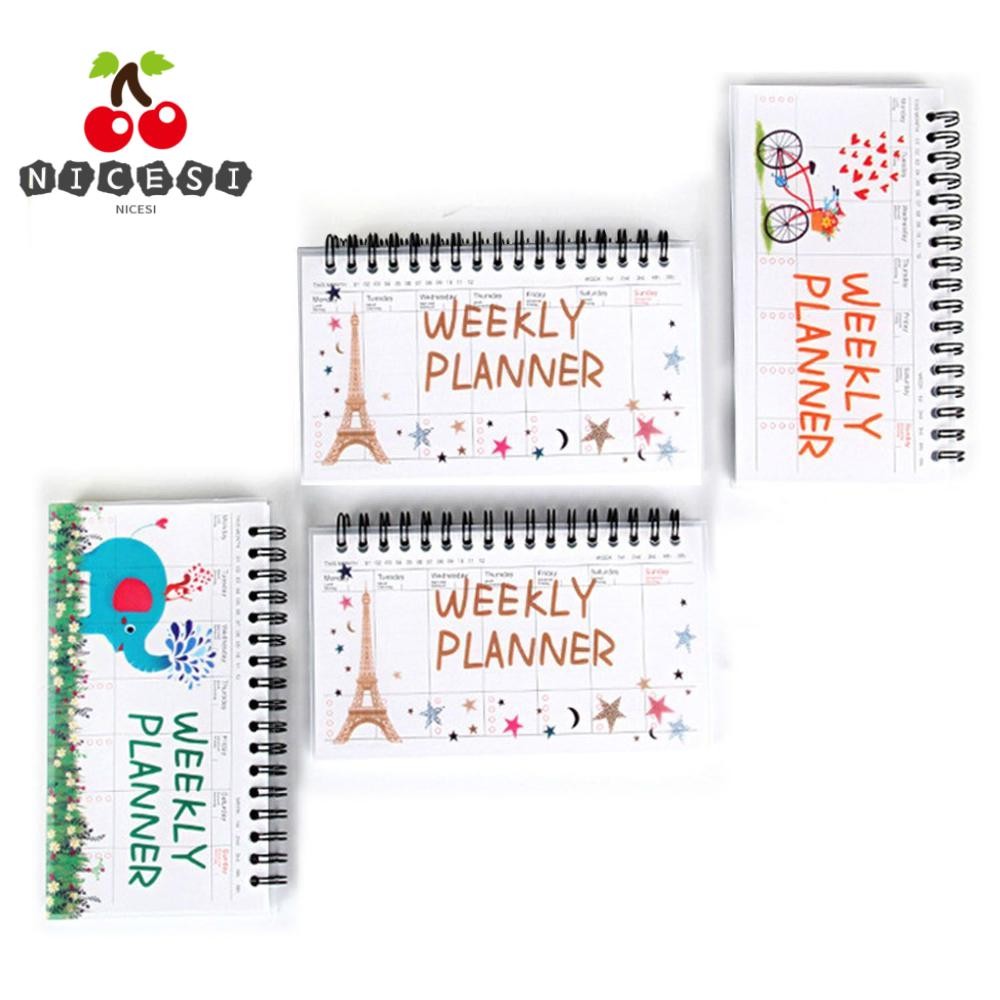 NICESI Weekly Planer Portable Student Portable Coil Up-turning Tearable