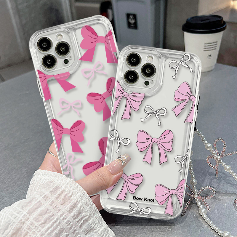 โบว์สีชมพูสร้อยข้อมือเคสโทรศัพท์สําหรับVIVO V9 Youth V17 Neo V21 V23 V23E VIVO S1 Pro S10E S12 VIVO 