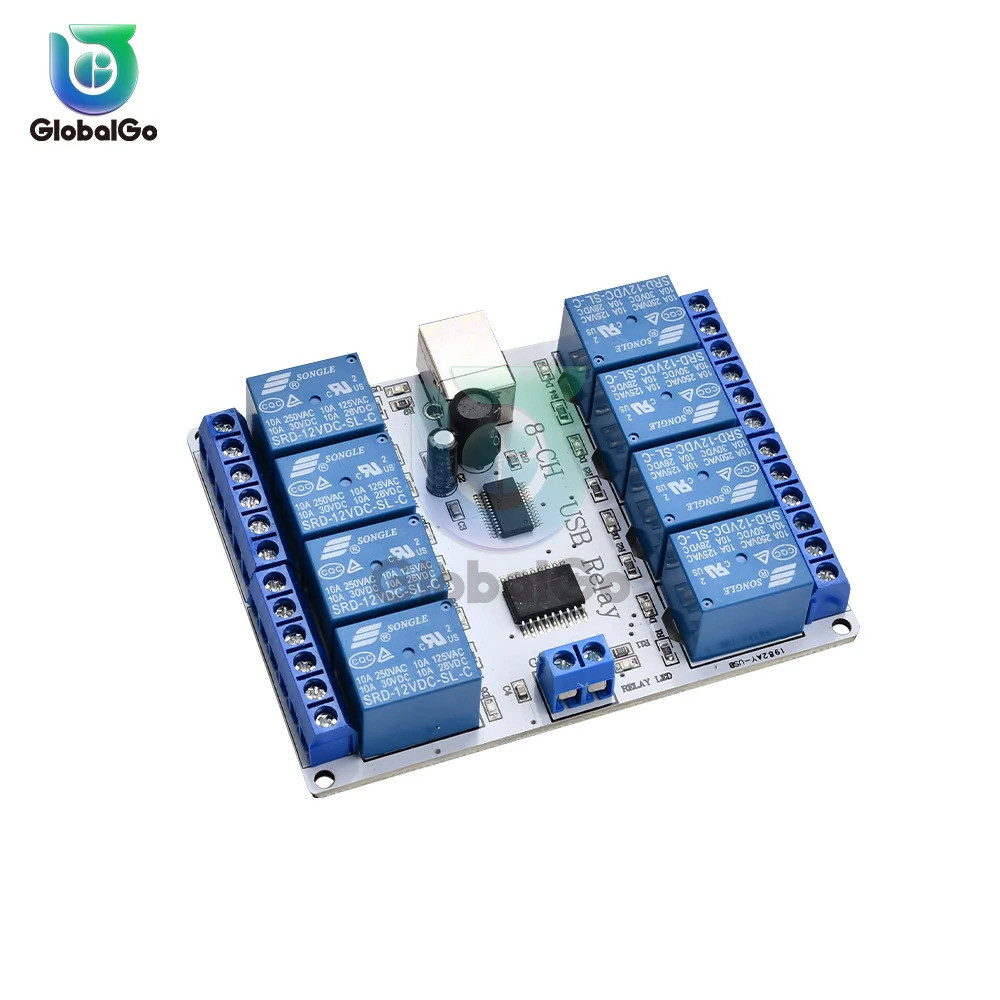 8 ช่องตัวควบคุมคอมพิวเตอร์โมดูลรีเลย์ USB DC12V 300mA สําหรับ Automation Vb6 Bcb6 Java Vb.Net 2010 E