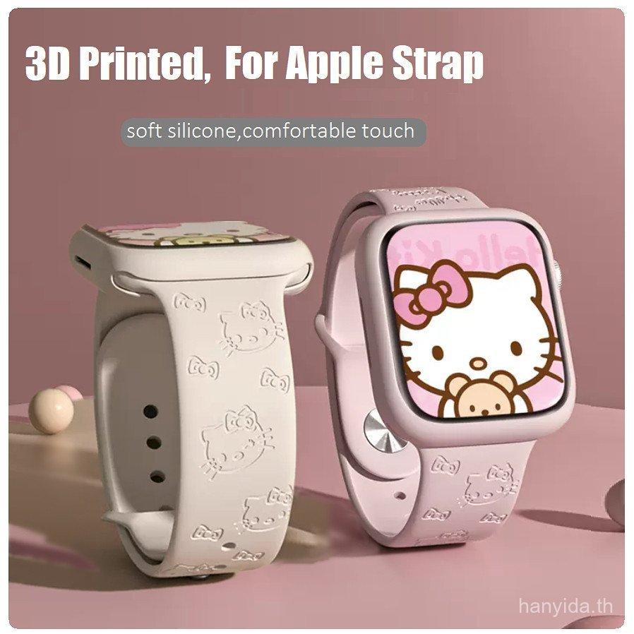 สายคล้องคอ 3D Imprint สําหรับ Apple Watch Band Series 11,10,9,8 7 SE 6 5 4 3 2 1, สายซิลิโคนนาฬิกา U