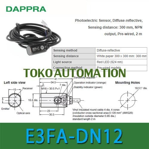 E3FA-DN12 E3FA - DN12 E3FA DN12 NPN M18 2M โฟโตอิเล็กทริคเซนเซอร์ OJ18 !
