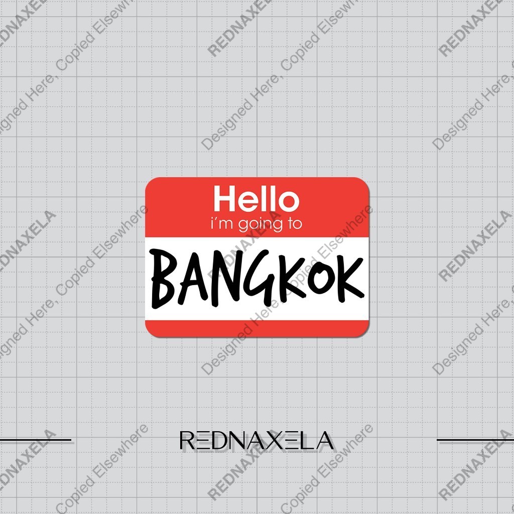 สวัสดี ฉันไปกรุงเทพ สติ๊กเกอร์ไวนิล สติ๊กเกอร์กระเป๋าเดินทางกลางแจ้ง