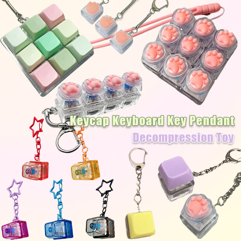 Creative Cat Paw Keycap คีย์บอร์ดคีย์ความเครียดบรรเทาของเล่น Clicky คีย์บอร์ดตกแต่ง Pendent