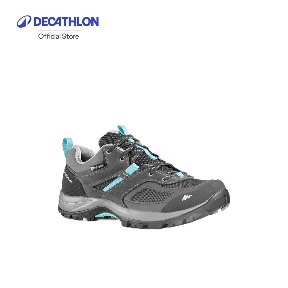 Decathlon Women'S Walking Shoes รองเท้าผู้หญิงกันน้ำสำหรับเดินป่าบนภูเขา รุ่น MH100 - Grey/Blue