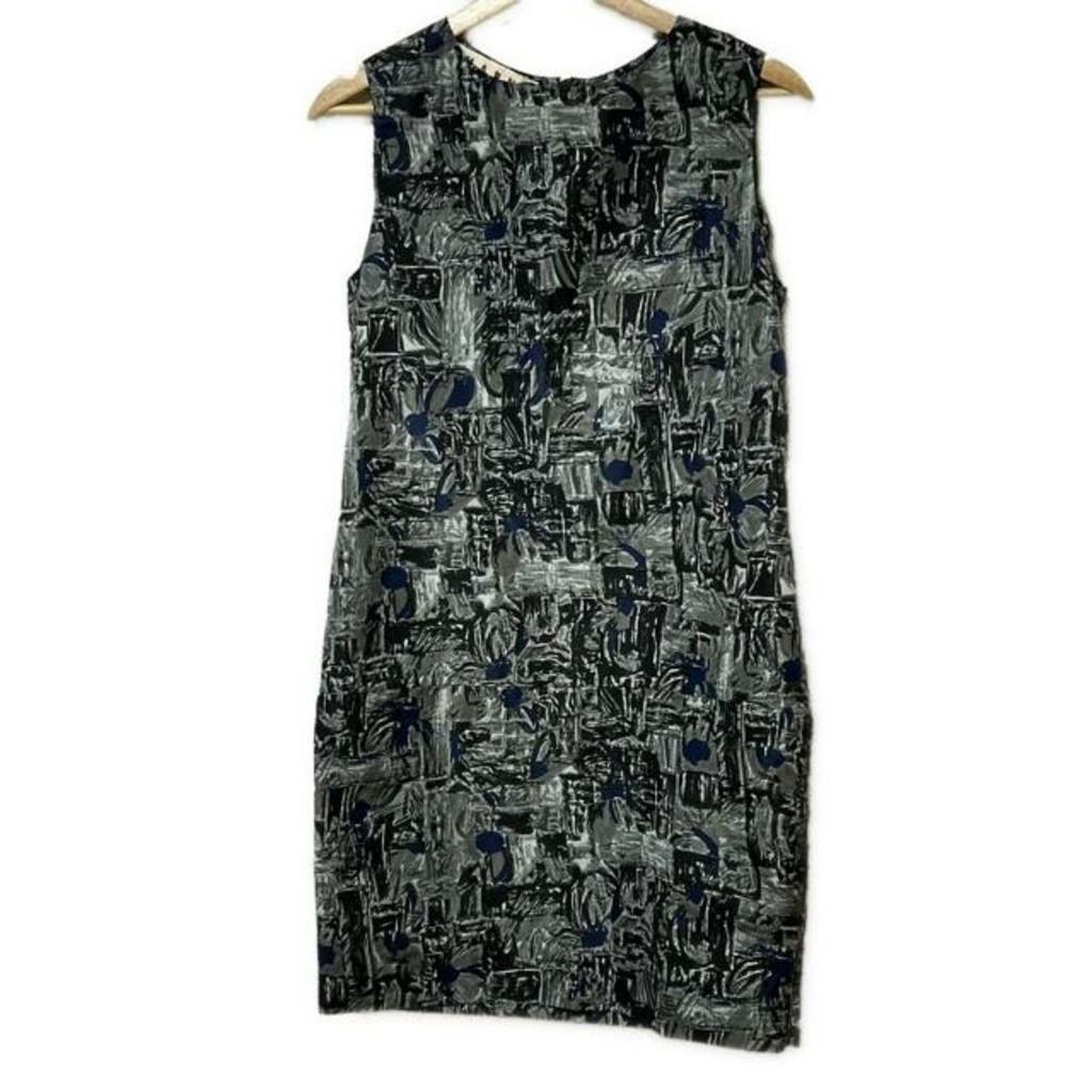 Marni Dress Sleeveless Crew Neck Gray Knee Length Black Women 40 Direct from Japan Secondhand