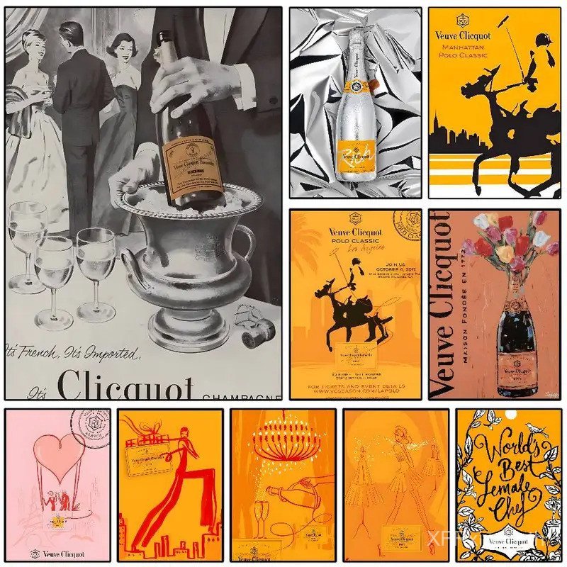 Poster แชมเปญ Veuve Clicquot สำหรับตกแต่งบ้าน พร้อม.Frame ทำจากผ้าใบ ของขวัญทันสมัย