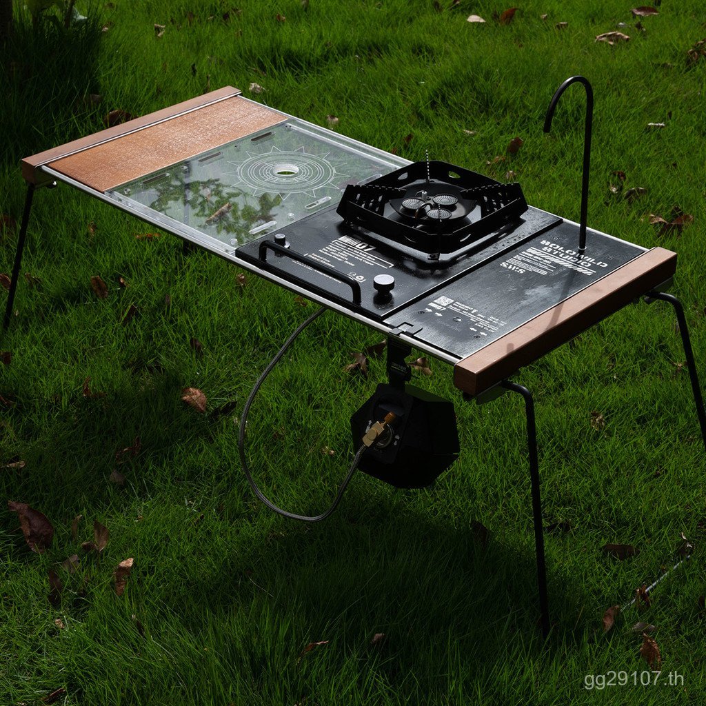 โต๊ะตั้งแคมป์ IGT ไม้สักหนากระดานหน่วยคลาสสิก SNOWPAEK กระเป๋าผ้าโต๊ะกลางแจ้งพร้อมโต๊ะพับ 2DKO