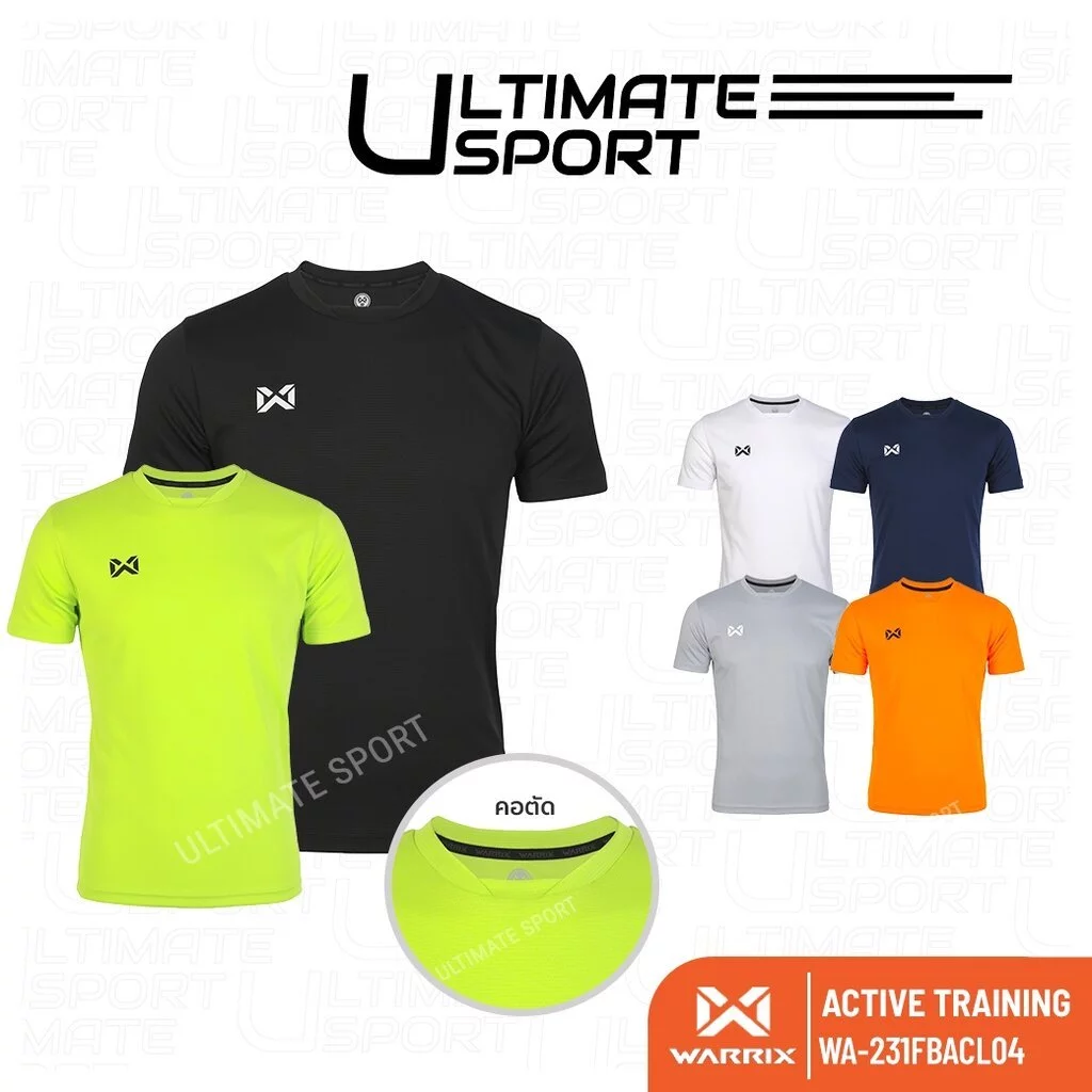 WARRIX เสื้อกีฬา Active Training SHIRT เสื้อออกกำลังกาย สีล้วน WA-231FBACL04 สีดำ/ขาว/เทา/กรมท่า