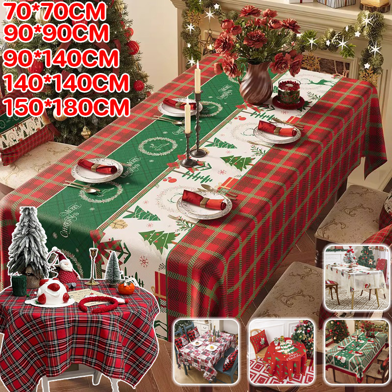 COD ผ้าปูโต๊ะคริสต์มาส รุ่นใหม่ รูปแบบที่หลากหลาย ขนาดหลากหลาย ป้องกันสิ่งน้ำ น้ำมัน และทนทานสกปรก