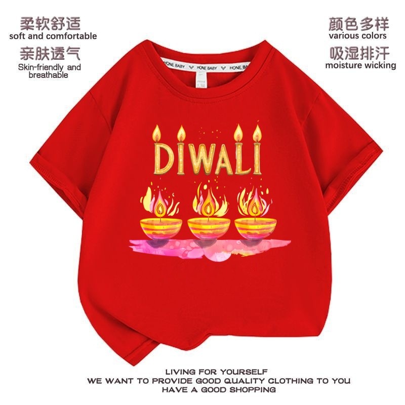 Amazing Thailand Grand Diwali Festival Tee เสื้อผ้าฝ้ายพิมพ์เด็กผู้ใหญ่แขนสั้น 100% Diwali ของขวัญสำ