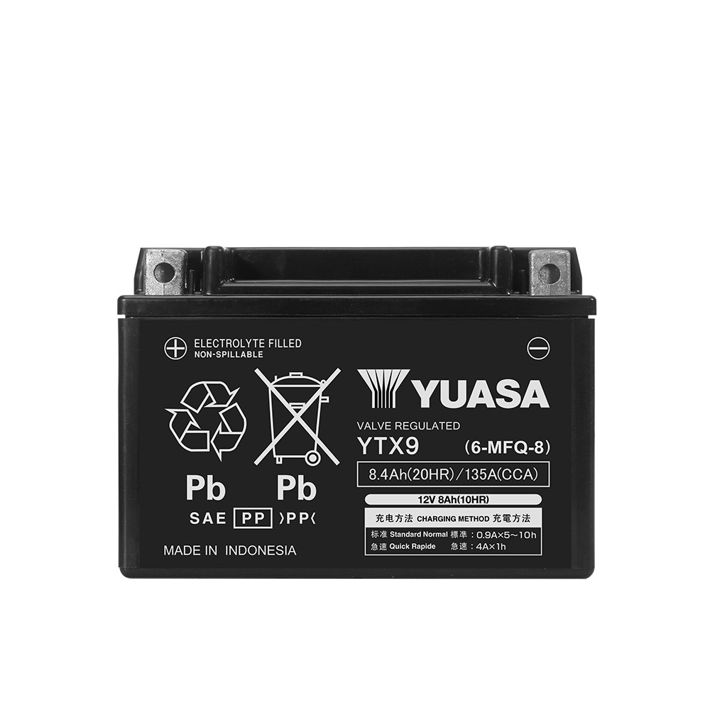 Yuasa แบตเตอรี่รถจักรยานยนต์ 12V แบตเตอรี่ YTX9-BS เหมาะสําหรับ Haojue Suzuki Kawasaki BMW KTM Benne