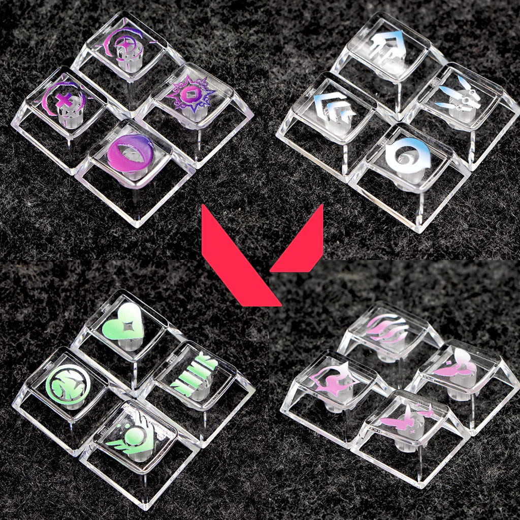 Valorant Keycaps โปรไฟล์เชอร์รี่ PC R4 R1 4 คีย์โปร่งแสง Gaming Keycaps DIY Creative Cool ISO Reyna 
