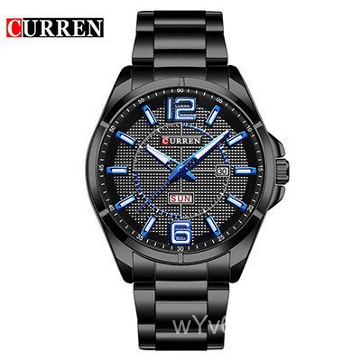 Karien CURREN8271 Mens Steel Band Casual Quartz Watch Waterproof Calendar Watch Mens Steel Band Watc