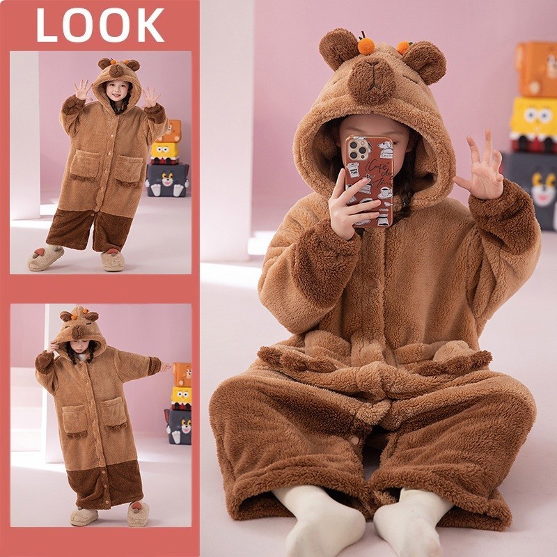 น่ารัก Capybara คอสเพลย์เครื่องแต่งกายเด็ก Robes Kigurumi Onesie อะนิเมะ Nightgown คริสต์มาสของขวัญก