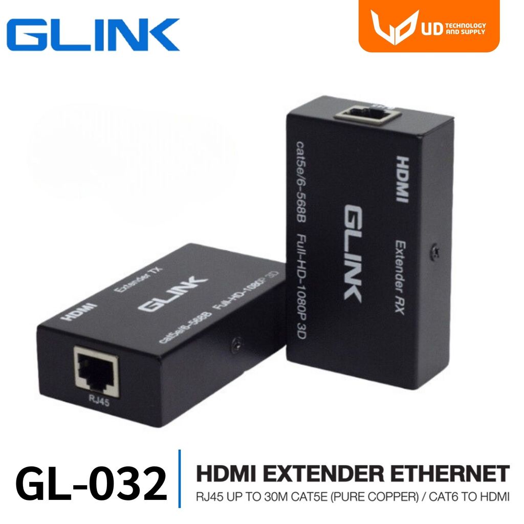 GLINK HDMI Extender 60 เมตร RJ45 รุ่น GL-032 / GL032 อุปกรณ์ขยายสัญญาณ รองรับความละเอียด 1080P พร้อม