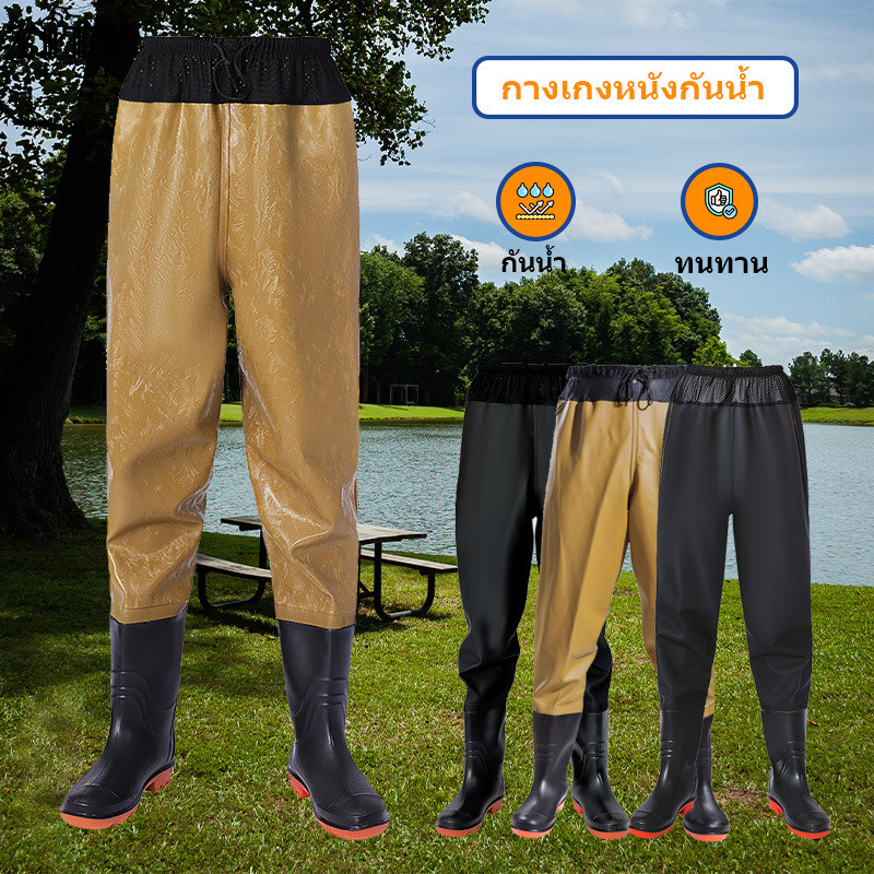 คุณภาพสูงกันน้ำ Waders PVC กางเกงรองเท้าฝนสำหรับการตกปลาแคมป์และกิจกรรมกลางแจ้ง