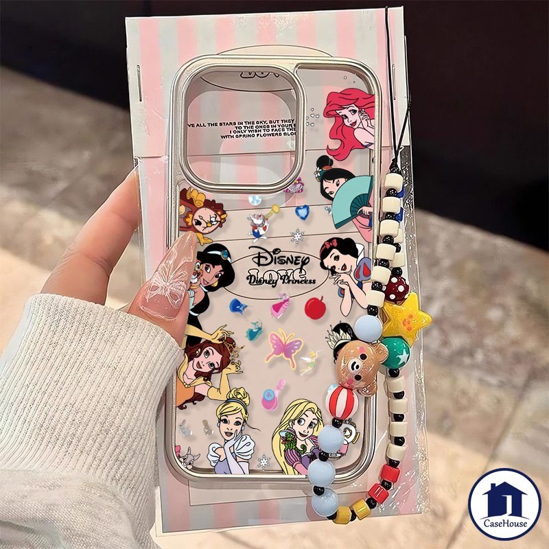 เคสนิ่มชุบใสลายเจ้าหญิงน่ารัก เข้ากันได้กับ iPhone 11 16 15 14 12 13 Pro Max 15 14 16 Pro 14 15 16 7 8 Plus XR X XS Max