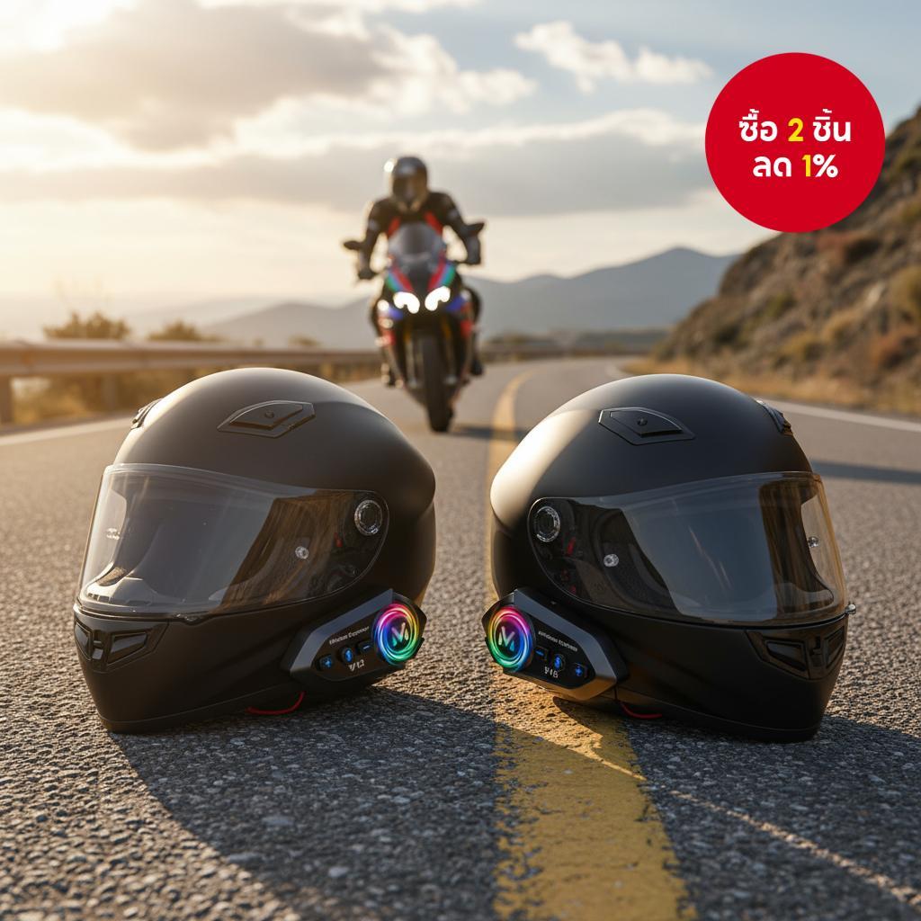 Y12ro หมวกกันน็อคบลูทูธ 5.4 อินเตอร์คอมไร้สายสําหรับรถจักรยานยนต์ 500M กันน้ํา IPX6 พร้อมตัดเสียงรบก