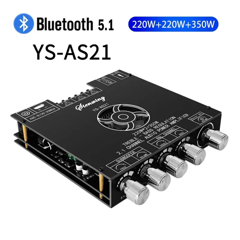 YS-AS21 2*220W + 350W 2.1 Channel BT Digital Power Amplifier Board AMP ซับวูฟเฟอร์ Treble Bass Tone 