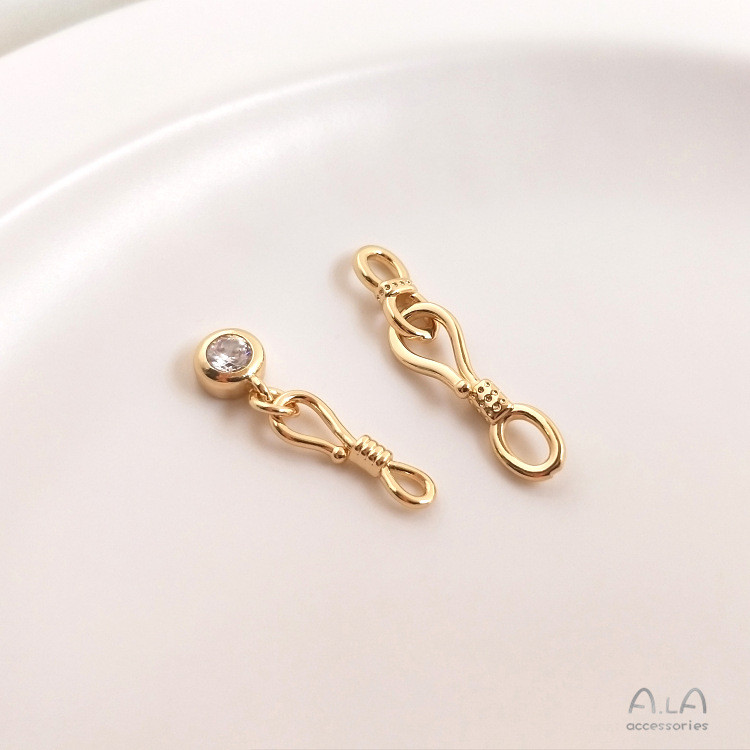 14K Gold-Covered สี-Preserve 8-Casher BUCKLE การเชื่อมต่อ S BUCKLE จี้เพทายสร้อยข้อมือสร้อยคอหัวเข็ม