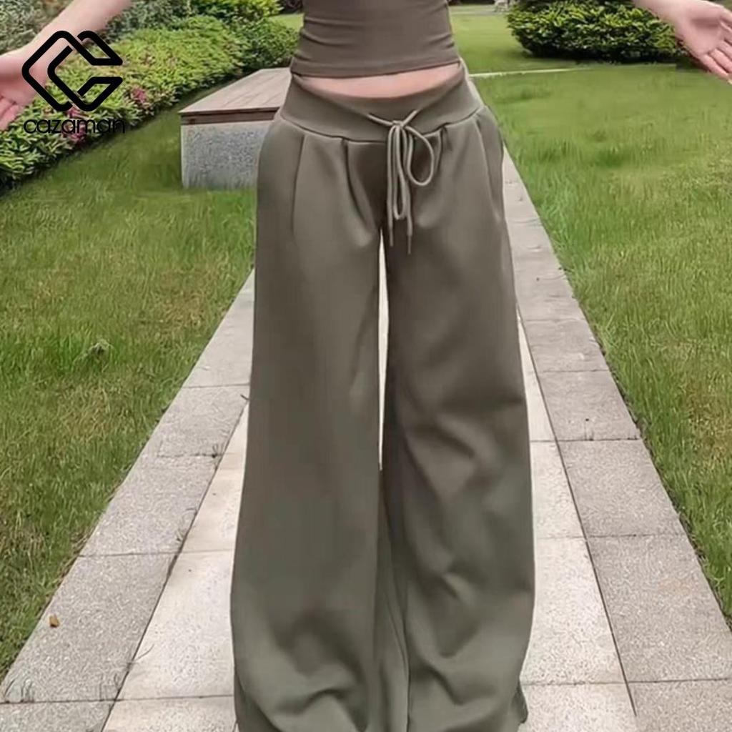 CAZAMAN กางเกงวอร์ม กระเป๋าข้าง กางเกงขายาวเอวต่ำ ทรงกระบอก มีกระเป๋าข้าง ดีไซส์พิเศษ C257059 - รูปที่ 4