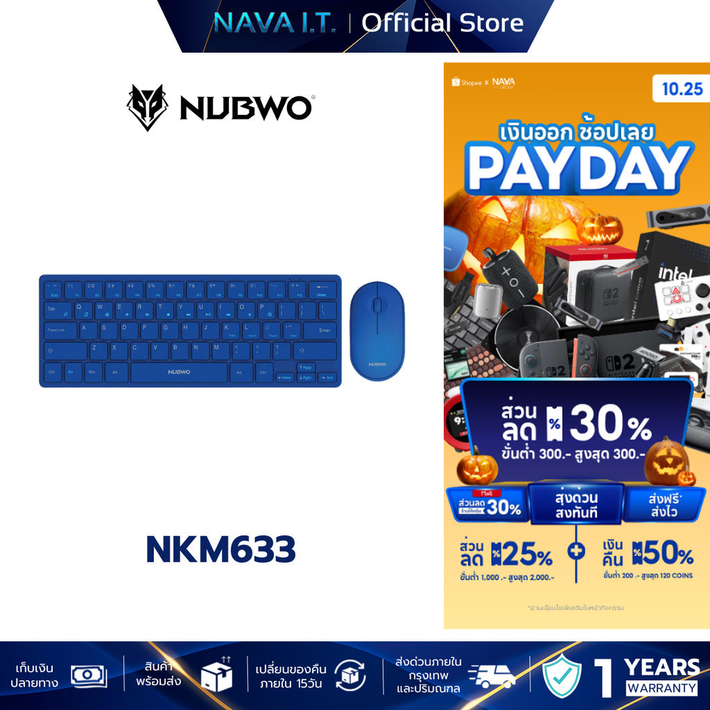NUBWO NKM633 BLUE KEYBOARD & MOUSE WIRELESS