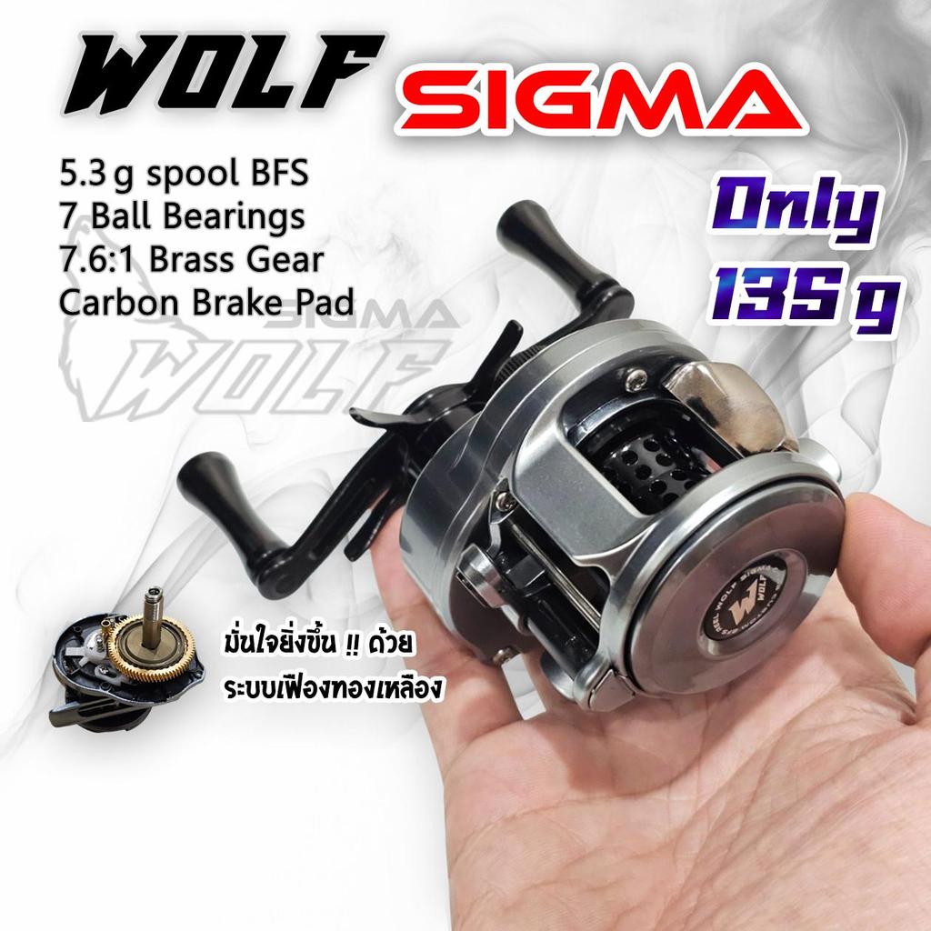 WOLF Sigma รอกเบท ทรงกลม เหยื่อเบา เฟืองทองเหลือง รอบ7.6 รอกตกปลา เหยื่อปลอม