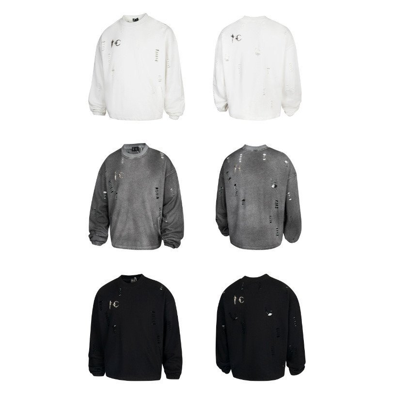 THUG CLUB 水 Wash Wash 金星 宽松圆领月衣---คุณภาพสูง