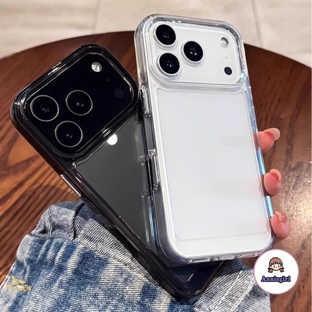 Simple คริสตัลโปร่งใสเคสโทรศัพท์สําหรับ IPhone 11 17 16 15 14 12 13 Pro Max XS XR 7 8 Plus กันกระแทกโทรศัพท์ปกหลัง