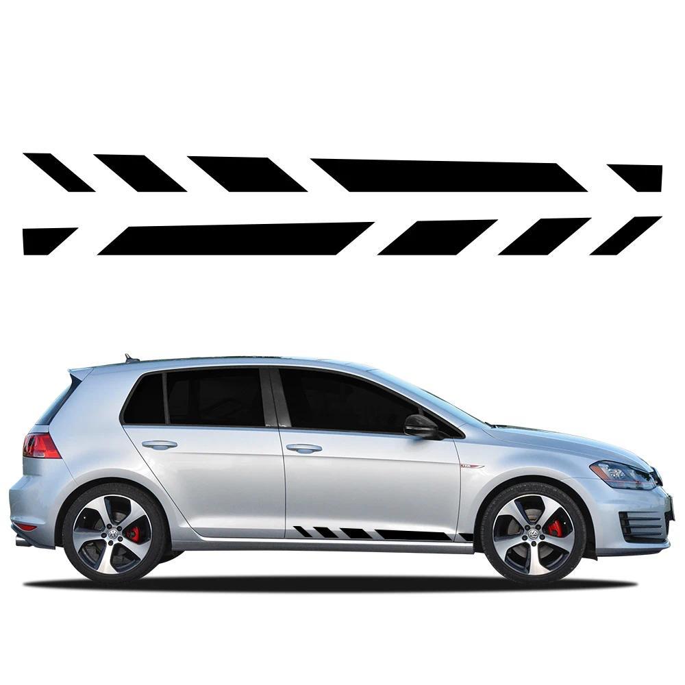 2PCS รถประตูด้านข้างสติกเกอร์ Racing สไตล์ไวนิล Decals สําหรับ Volkswagen VW Golf 8 7 5 4 6 GTI MK8 