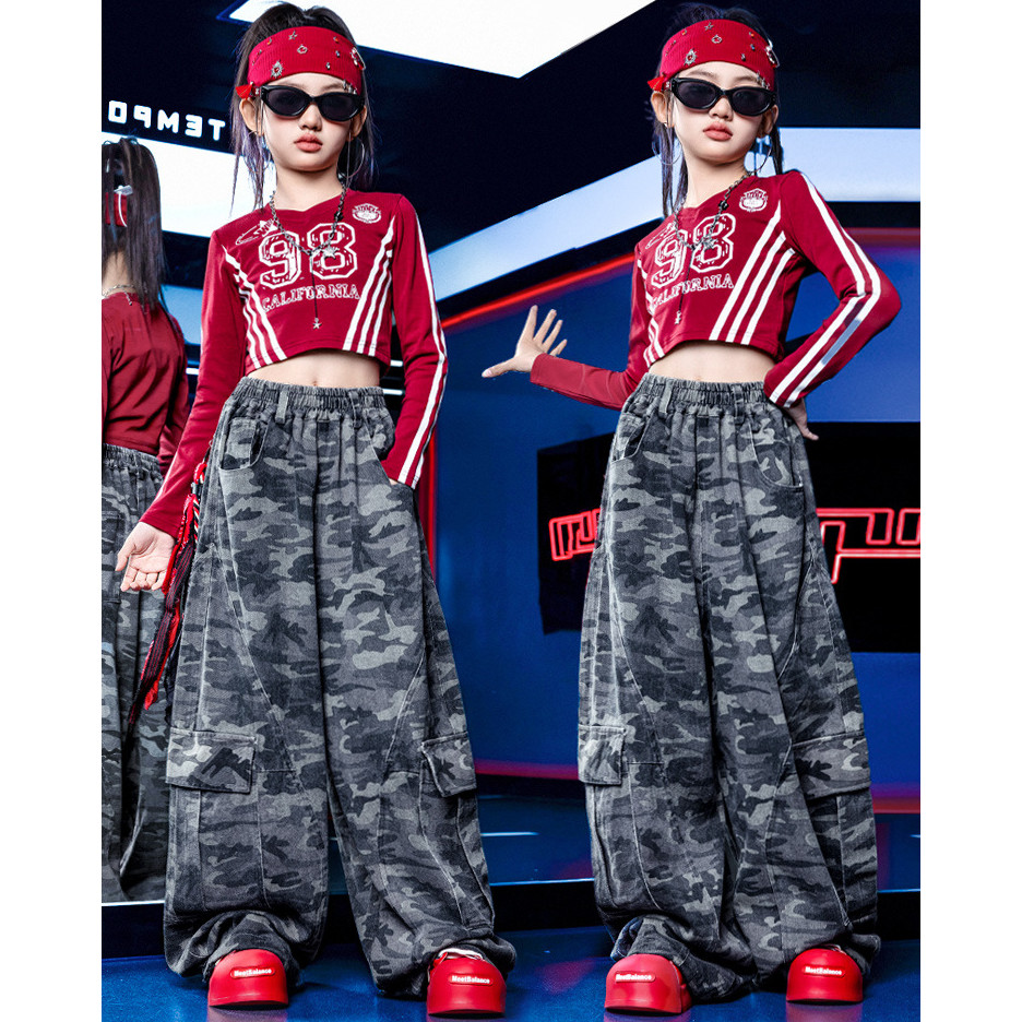 เด็กผู้หญิง  เสื้อครอป ชุดเต้นแจ๊ส ชุดโคฟเวอร์  hip hop ชุดเต้น ชุด cover dance ชุดการแสดง ฮิปฮอป ชุดลีดเดอร์ ชุดเต้นเด็ก ชุดซ้อม