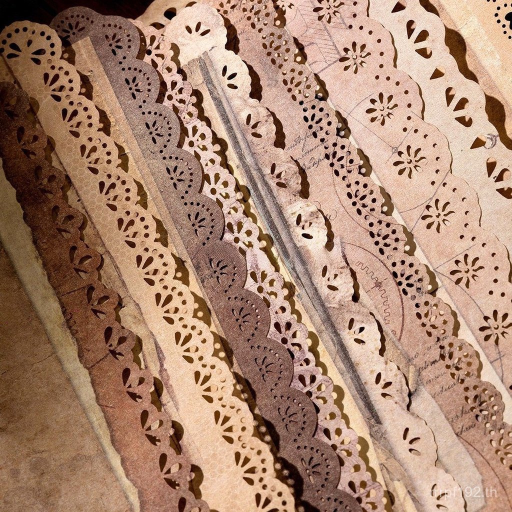 คู่มือกระดาษฐานคู่มือ Retro Lace Hollow ตกแต่งลูกไม้ Distressed พื้นหลังกระดาษ Writable วัสดุ U8DT
