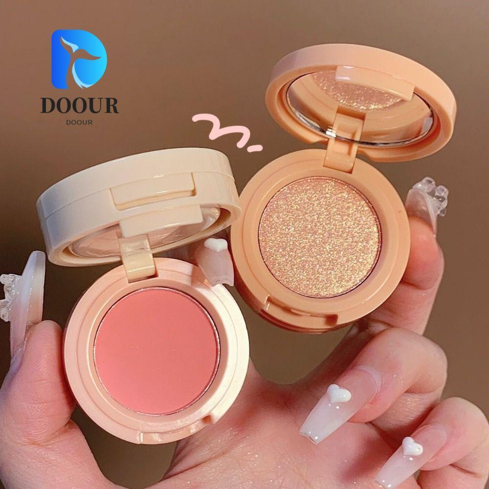 DOOUR Blush Palette Contour, 3 IN 1 Long-Lasting Bronzer Glitter Blush, Tendy Highlighter Powder Sun