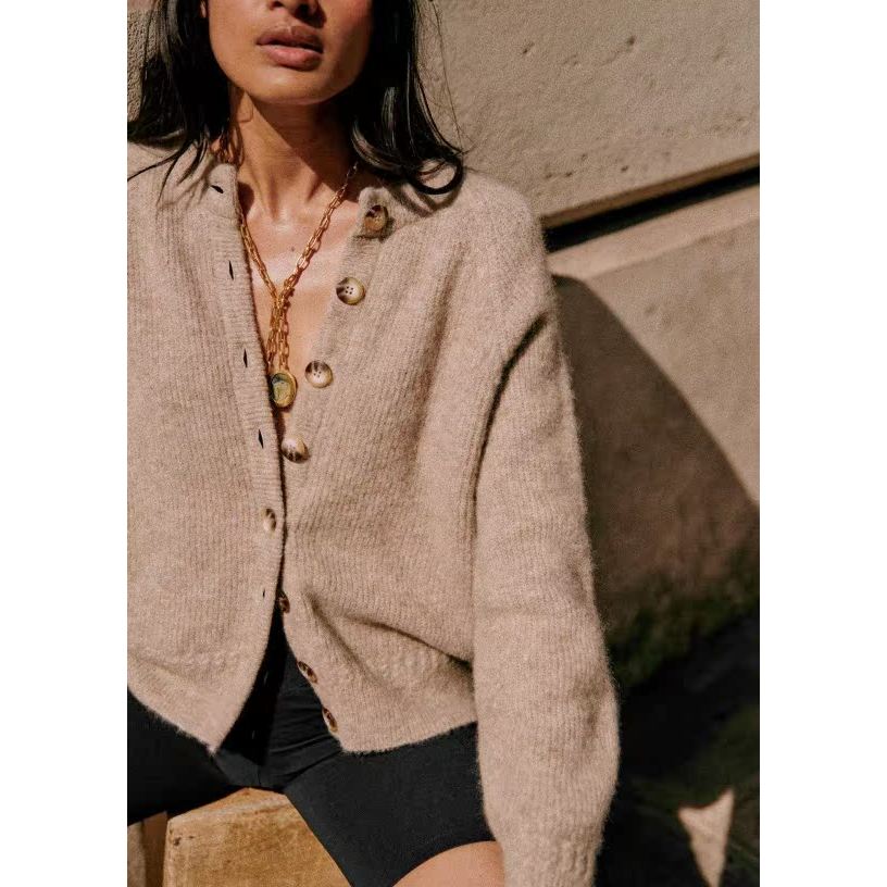 Daigou sezane OTHELLO Retro Round Neck Button Alpaca Blend เสื้อคาร์ดิแกนถักหลากสี